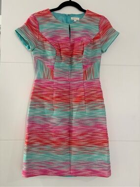 Shoshanna Dress in Cotton w/ Liner, Women’s Sz. 0 Pink & Aqua Mini Dress,